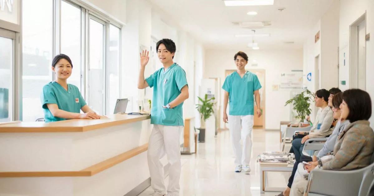 スタッフに出迎えられる、患者目線の院内受付・待合